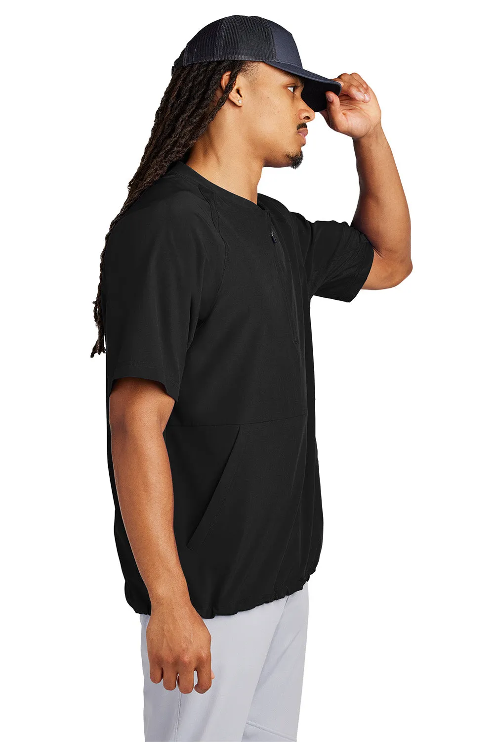 Sport-Tek Mens Repeat Moisture Wicking 1/4 Zip Short Sleeve Jacket - Black