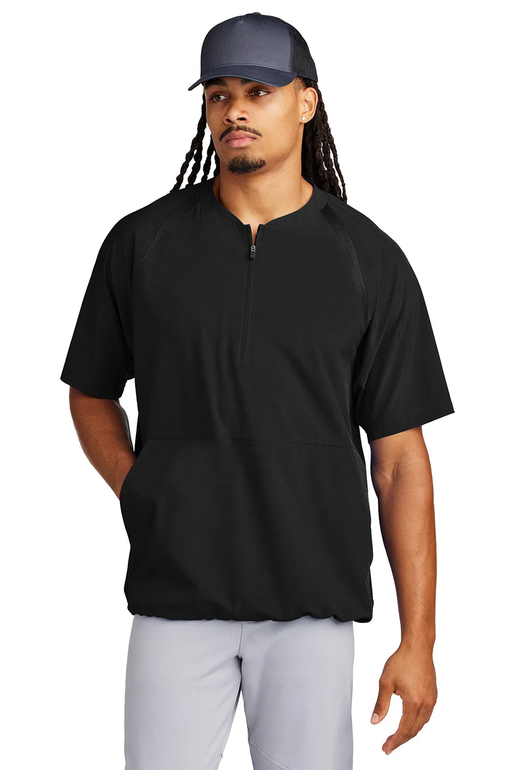 Sport-Tek Mens Repeat Moisture Wicking 1/4 Zip Short Sleeve Jacket - Black