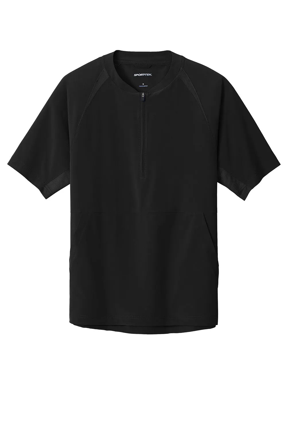 Sport-Tek Mens Repeat Moisture Wicking 1/4 Zip Short Sleeve Jacket - Black