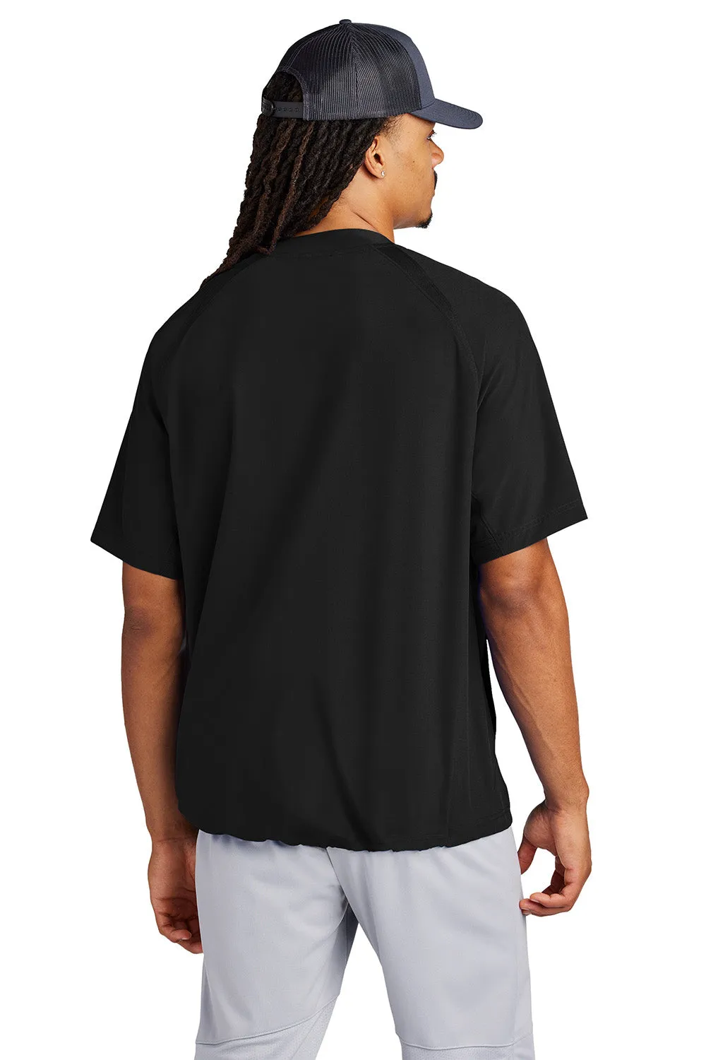 Sport-Tek Mens Repeat Moisture Wicking 1/4 Zip Short Sleeve Jacket - Black