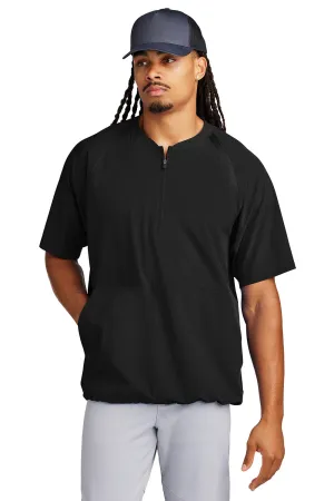 Sport-Tek Mens Repeat Moisture Wicking 1/4 Zip Short Sleeve Jacket - Black