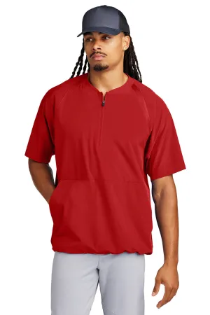 Sport-Tek Mens Repeat Moisture Wicking 1/4 Zip Short Sleeve Jacket - Deep Red