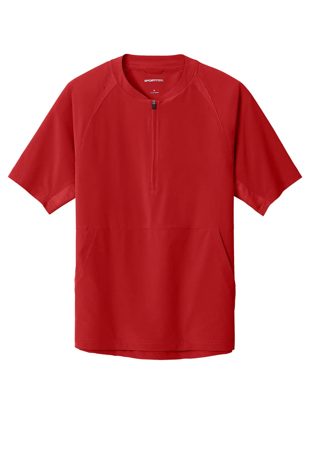 Sport-Tek Mens Repeat Moisture Wicking 1/4 Zip Short Sleeve Jacket - Deep Red