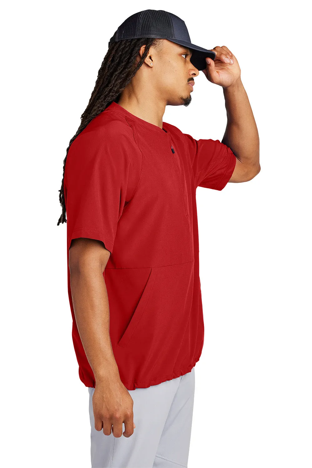 Sport-Tek Mens Repeat Moisture Wicking 1/4 Zip Short Sleeve Jacket - Deep Red