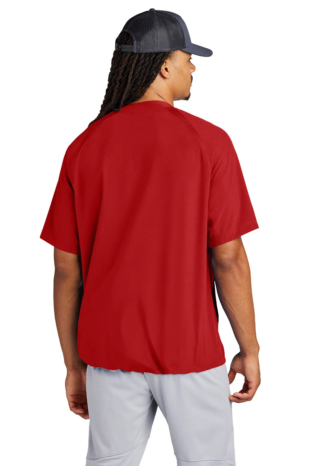 Sport-Tek Mens Repeat Moisture Wicking 1/4 Zip Short Sleeve Jacket - Deep Red