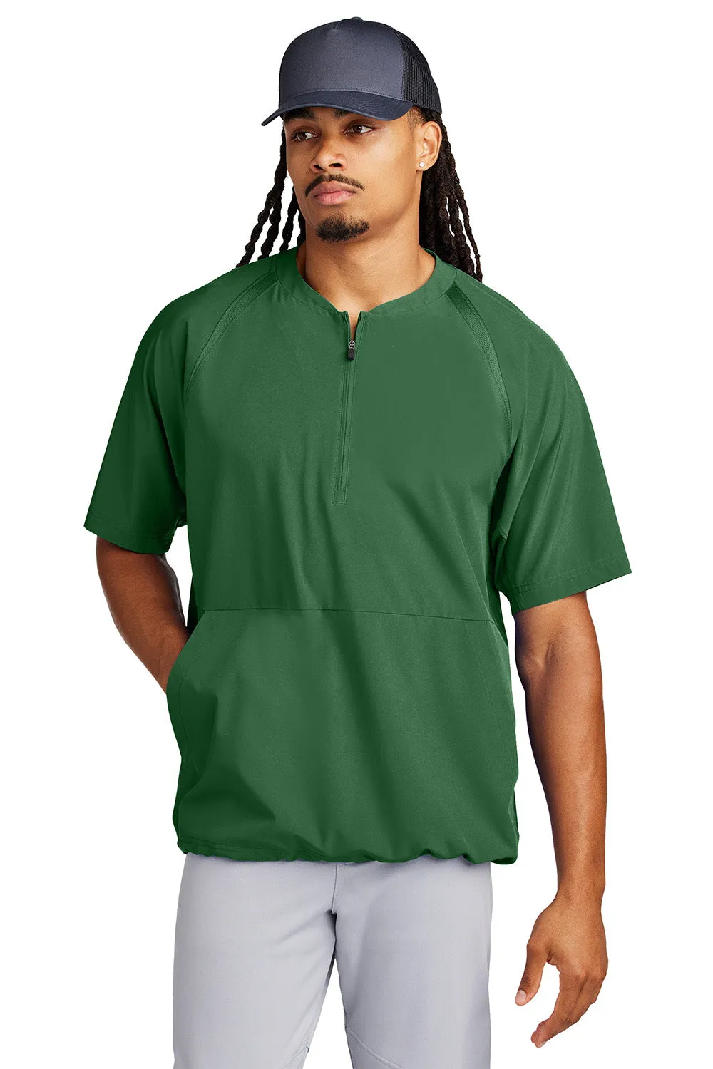 Sport-Tek Mens Repeat Moisture Wicking 1/4 Zip Short Sleeve Jacket - Forest Green