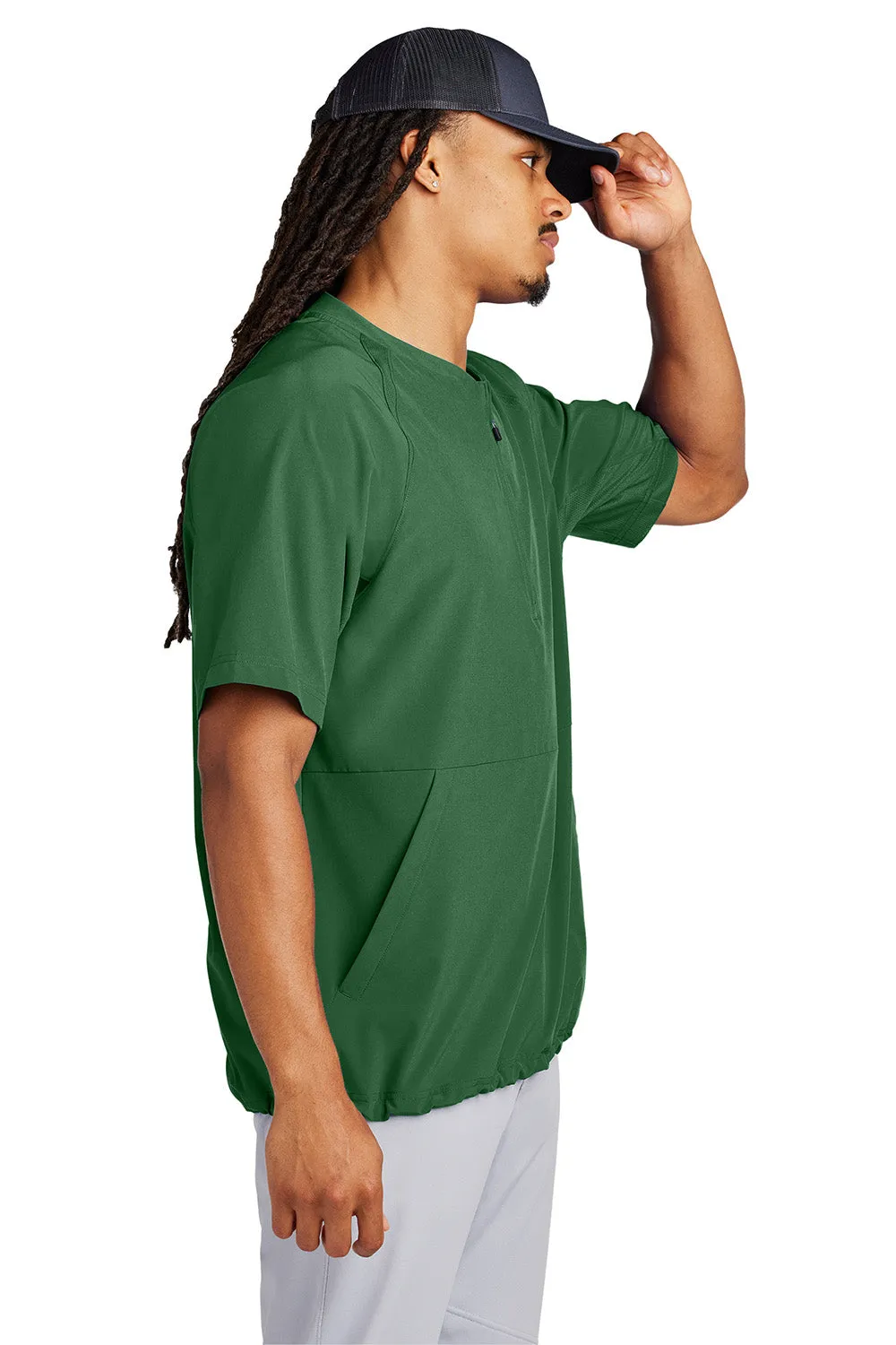 Sport-Tek Mens Repeat Moisture Wicking 1/4 Zip Short Sleeve Jacket - Forest Green