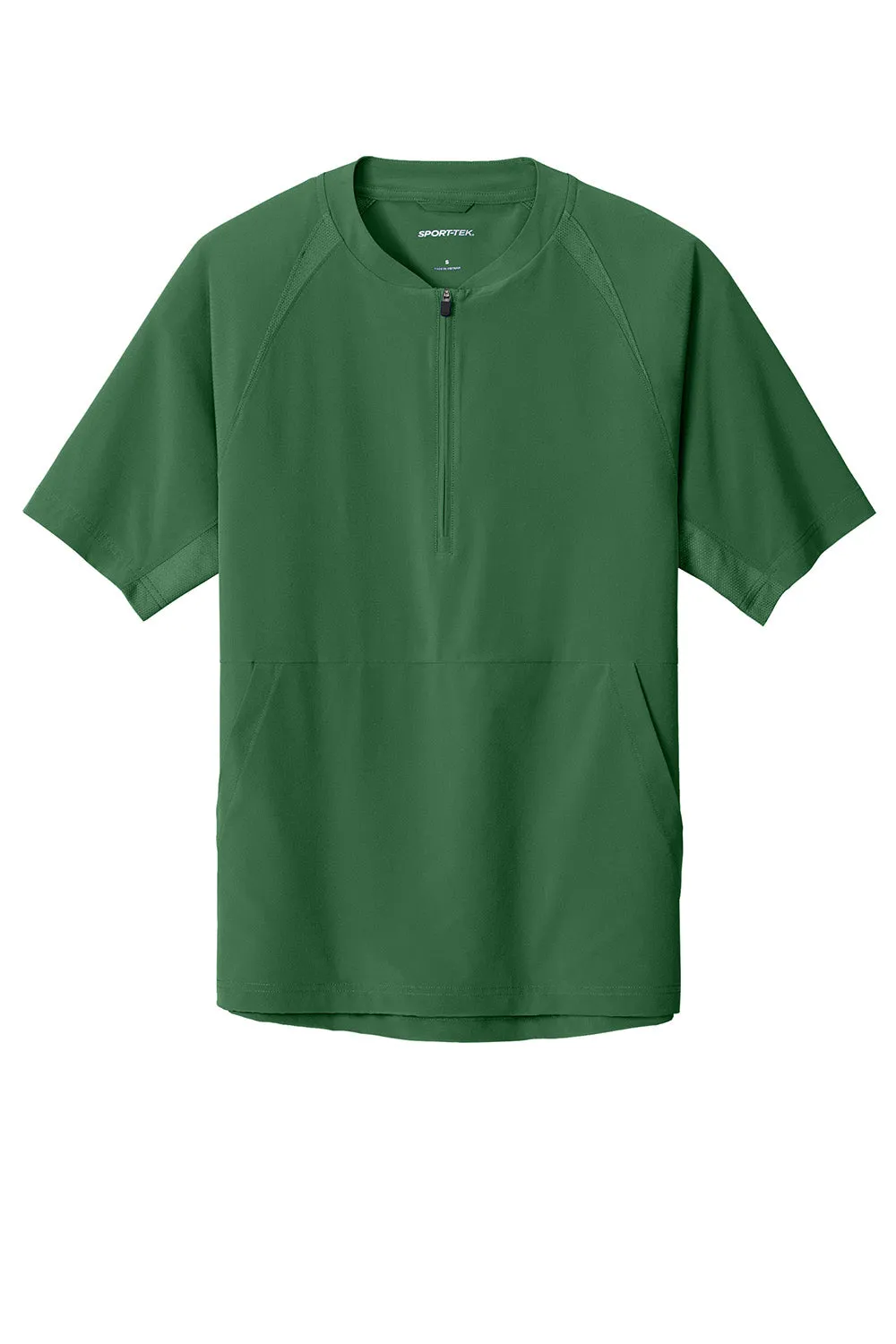 Sport-Tek Mens Repeat Moisture Wicking 1/4 Zip Short Sleeve Jacket - Forest Green