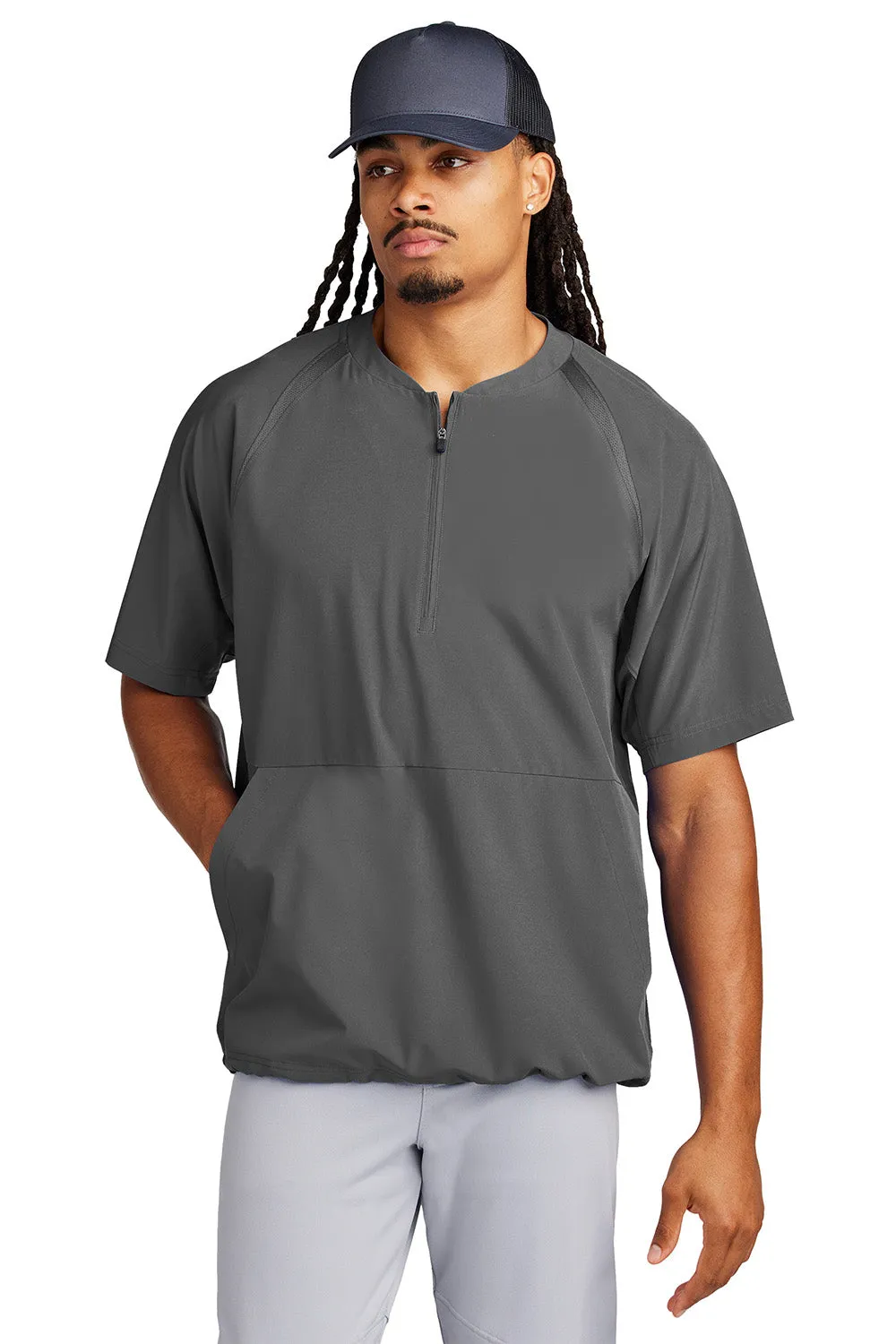 Sport-Tek Mens Repeat Moisture Wicking 1/4 Zip Short Sleeve Jacket - Iron Grey
