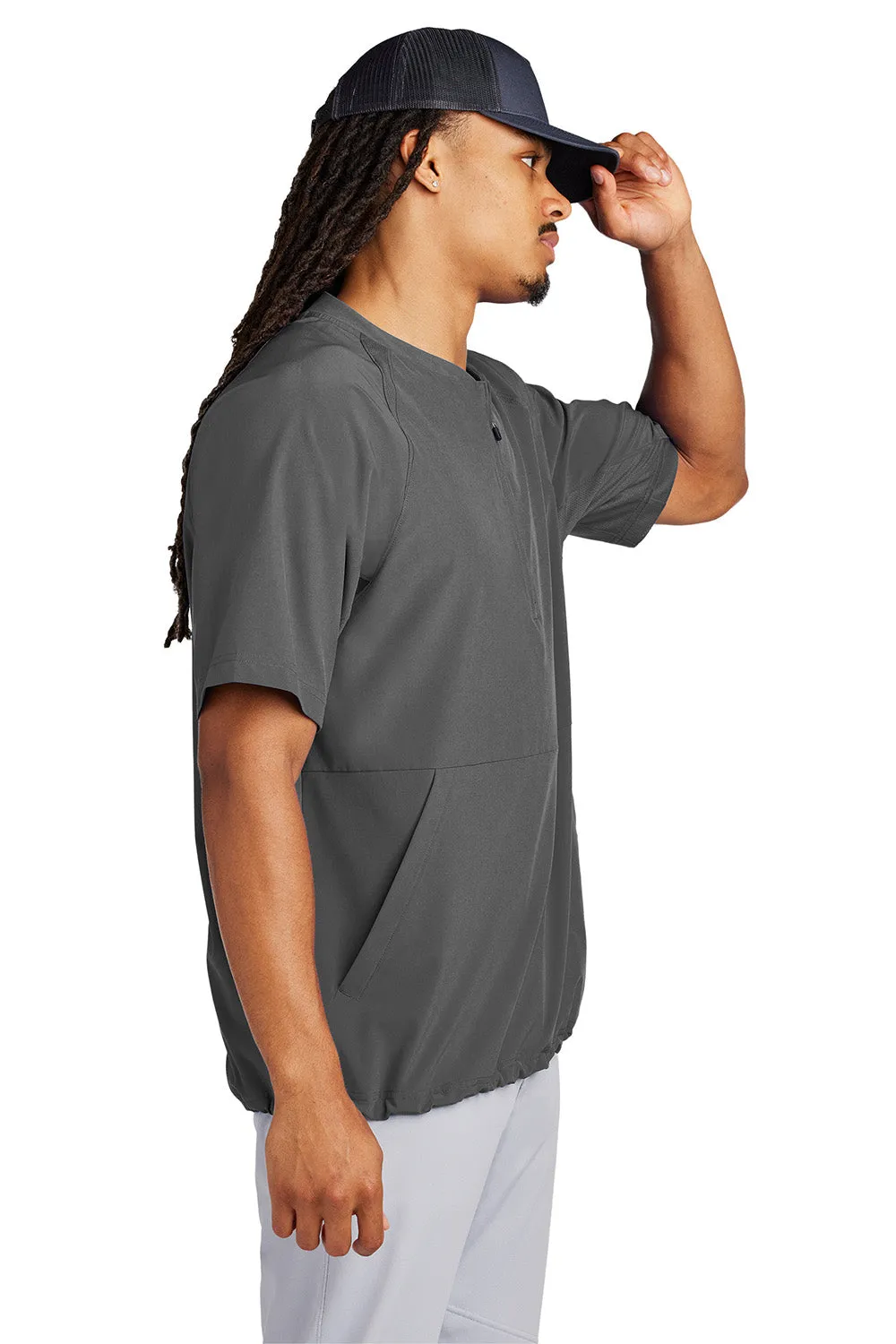 Sport-Tek Mens Repeat Moisture Wicking 1/4 Zip Short Sleeve Jacket - Iron Grey