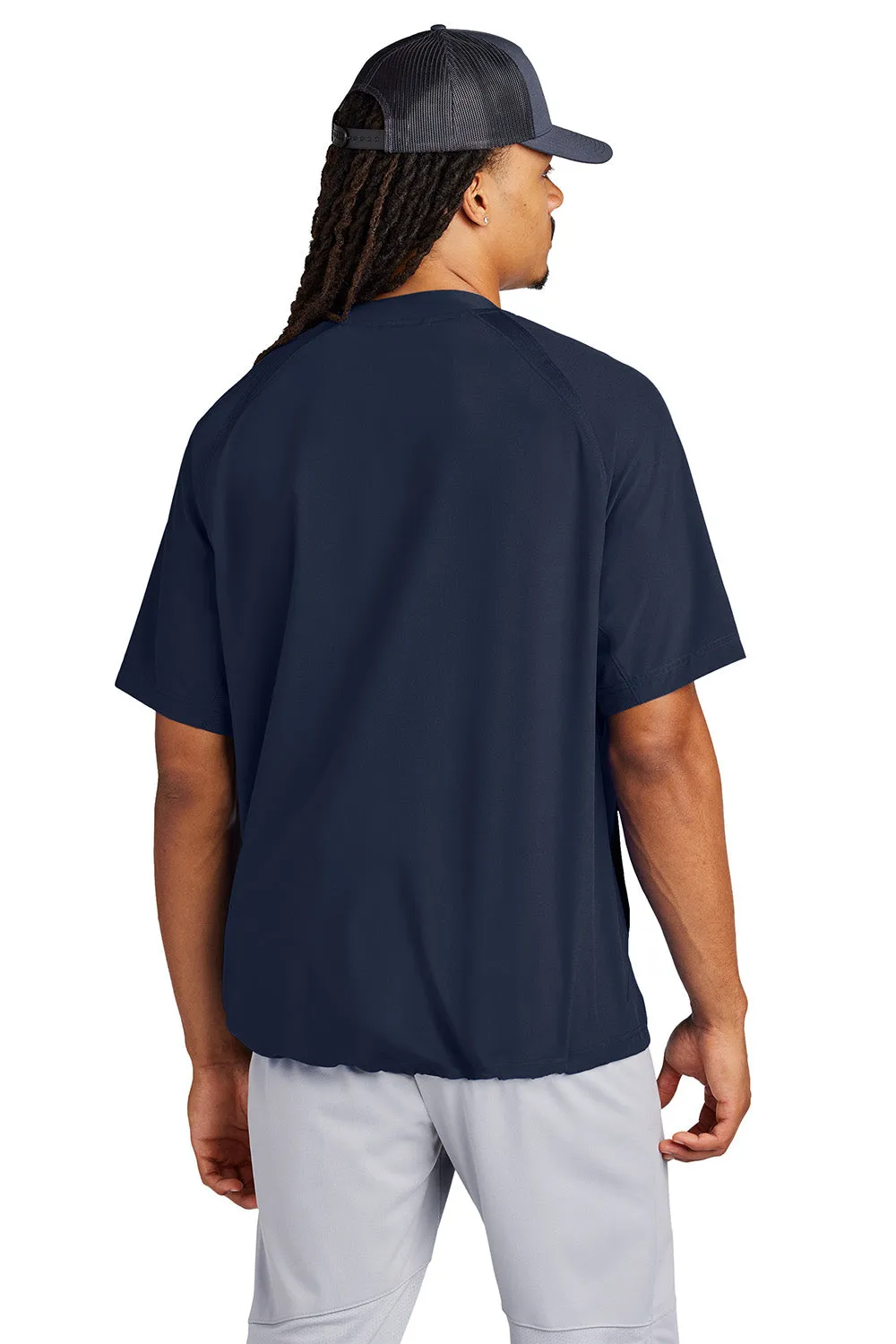 Sport-Tek Mens Repeat Moisture Wicking 1/4 Zip Short Sleeve Jacket - True Navy Blue