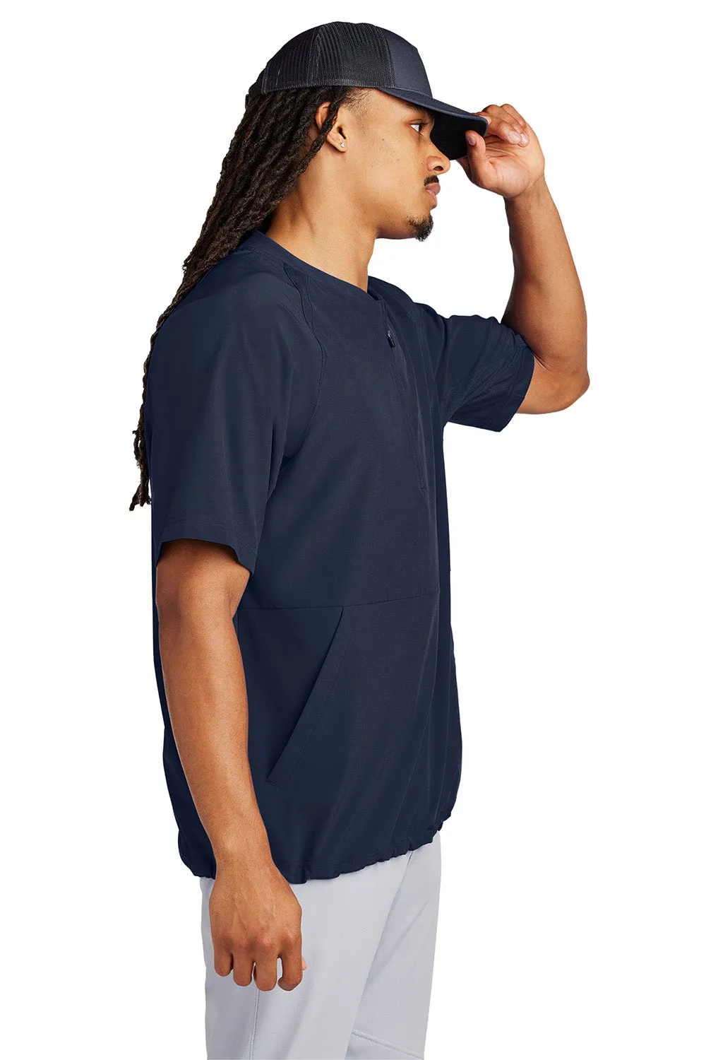 Sport-Tek Mens Repeat Moisture Wicking 1/4 Zip Short Sleeve Jacket - True Navy Blue
