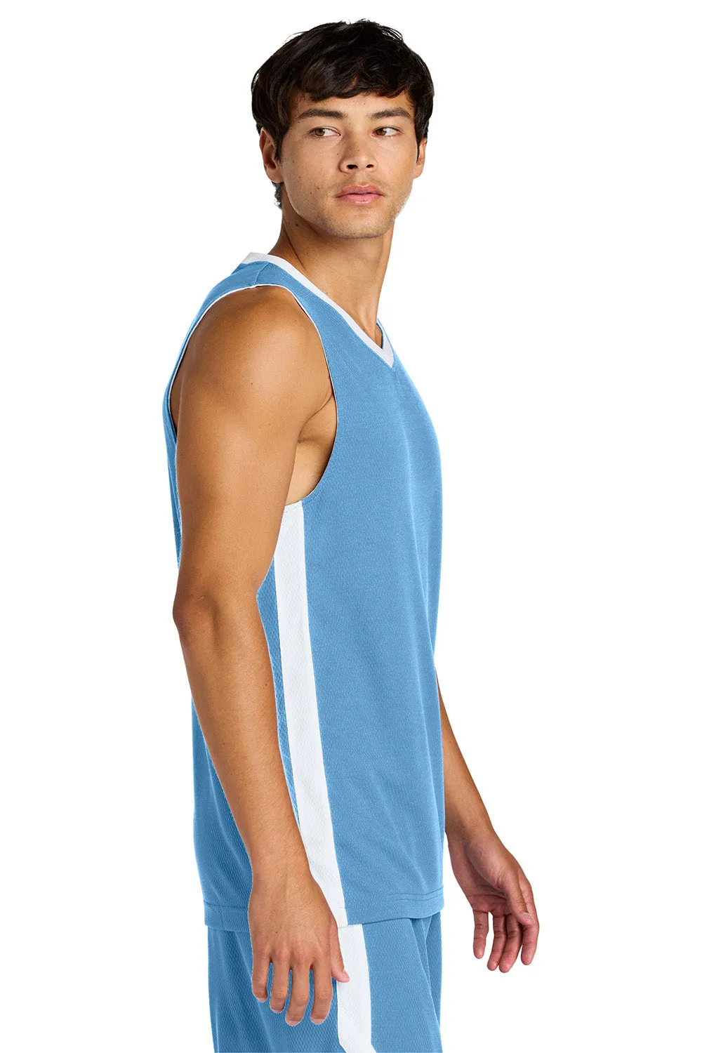Sport-Tek Mens Rival Basketball Moisture Wicking Reversible Jersey Tank Top - Carolina Blue/White Clothing Sport-Tek