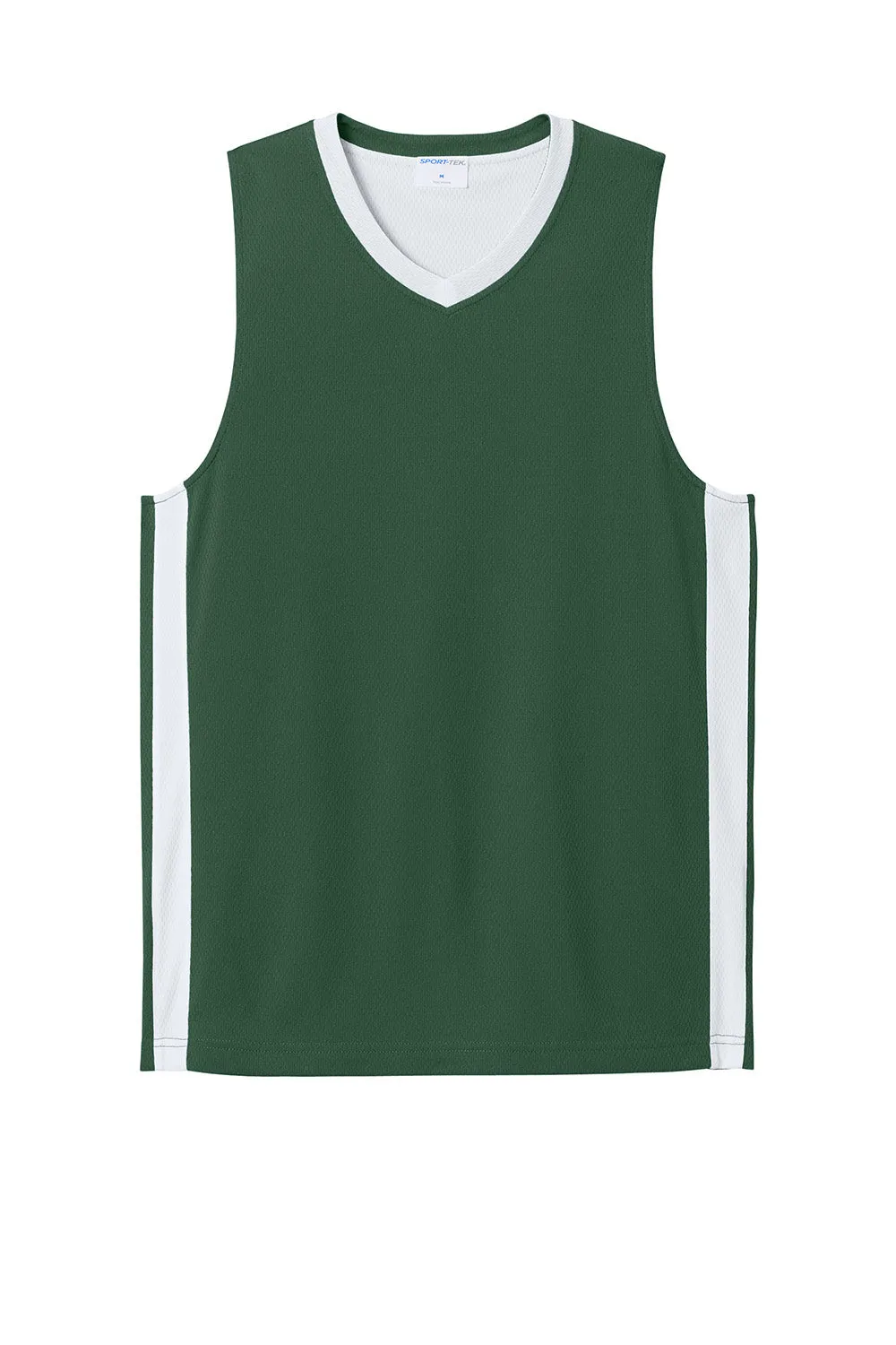 Sport-Tek Mens Rival Basketball Moisture Wicking Reversible Jersey Tank Top - Forest Green/White Clothing Sport-Tek