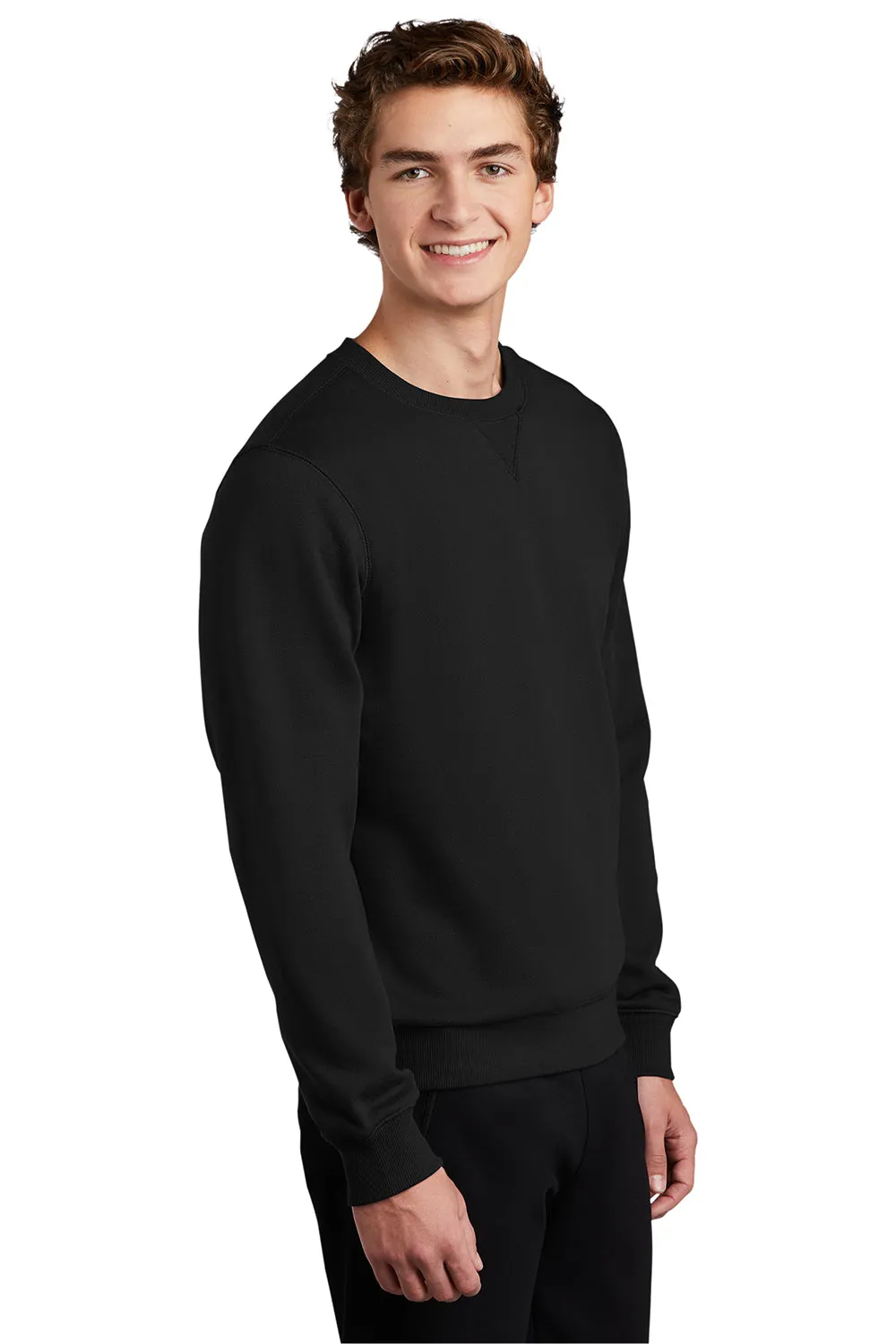 Sport-Tek Mens Shrink Resistant Fleece Crewneck Sweatshirt - Black Clothing Sport-Tek