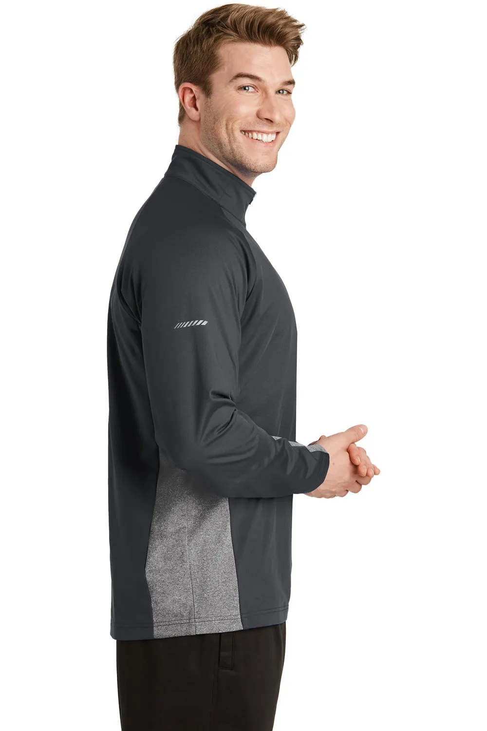 Sport-Tek Mens Sport-Wick Moisture Wicking 1/4 Zip Sweatshirt - Charcoal Grey/Heather Charcoal Grey Clothing Sport-Tek
