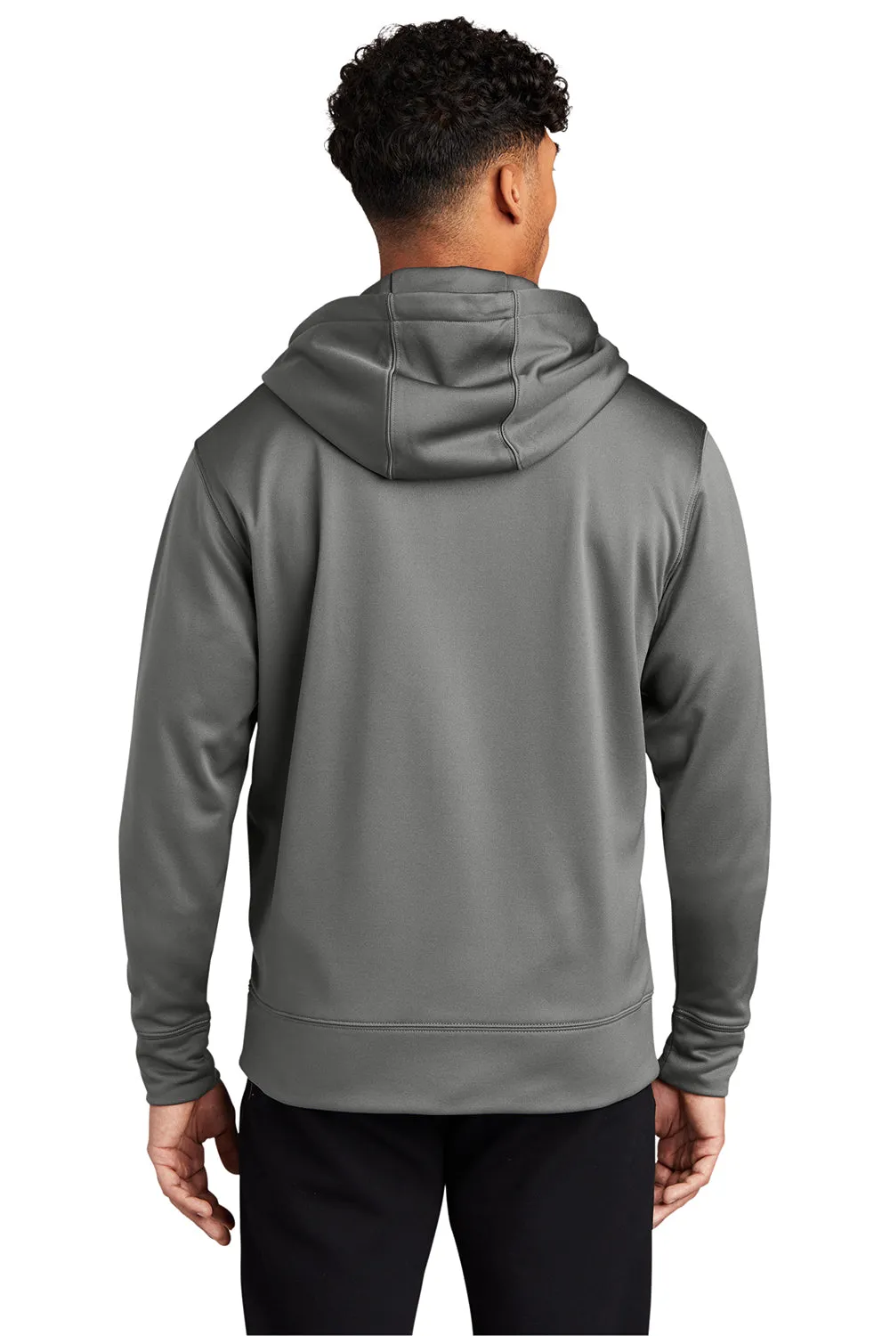 Sport-Tek Mens Sport-Wick Moisture Wicking Fleece Full Zip Hooded Sweatshirt Hoodie w/ Pouch Pocket - Dark Smoke Grey Clothing Sport-Tek
