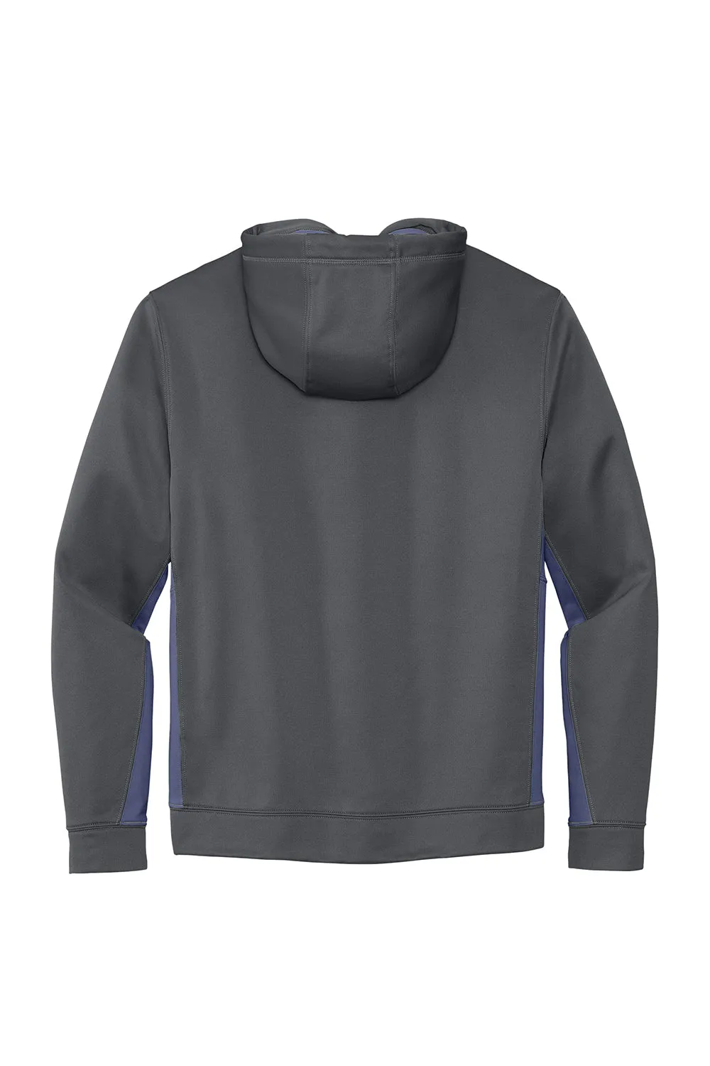 Sport-Tek Mens Sport-Wick Moisture Wicking Fleece Hooded Sweatshirt Hoodie w/ Pouch Pocket - Dark Smoke Grey/Navy Blue Clothing Sport-Tek