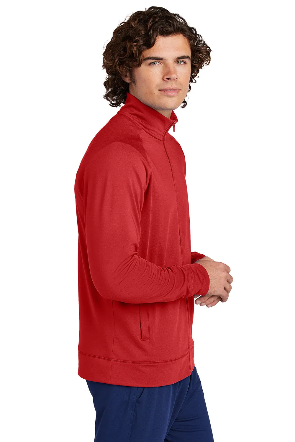 Sport-Tek Mens Sport-Wick Moisture Wicking Full Zip Cadet Jacket - Deep Red
