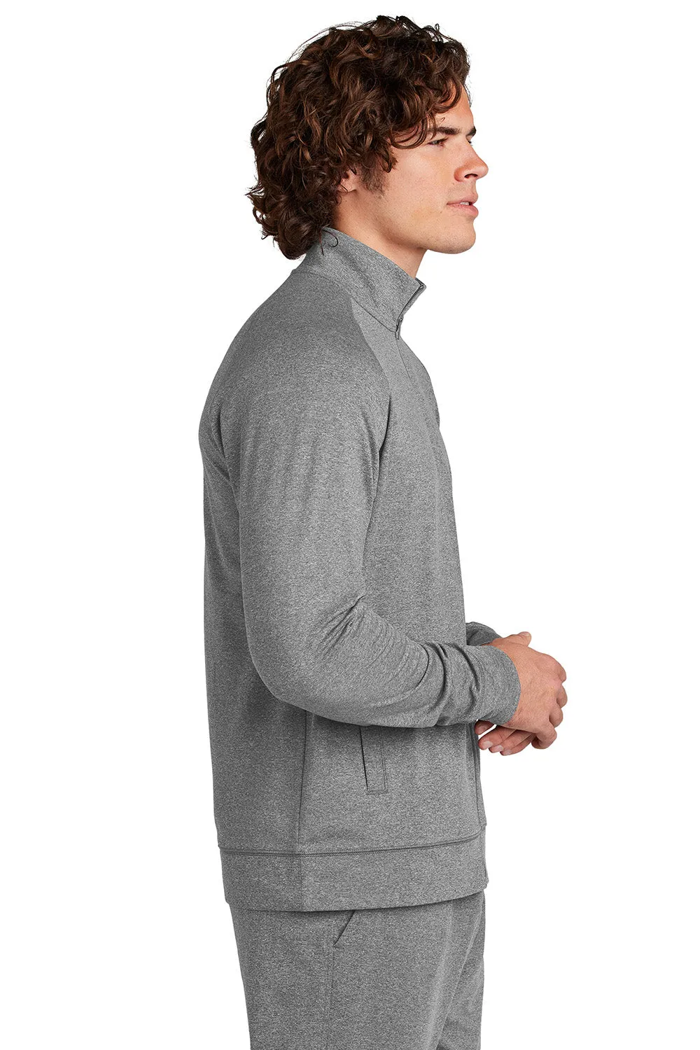Sport-Tek Mens Sport-Wick Moisture Wicking Full Zip Cadet Jacket - Heather Charcoal Grey