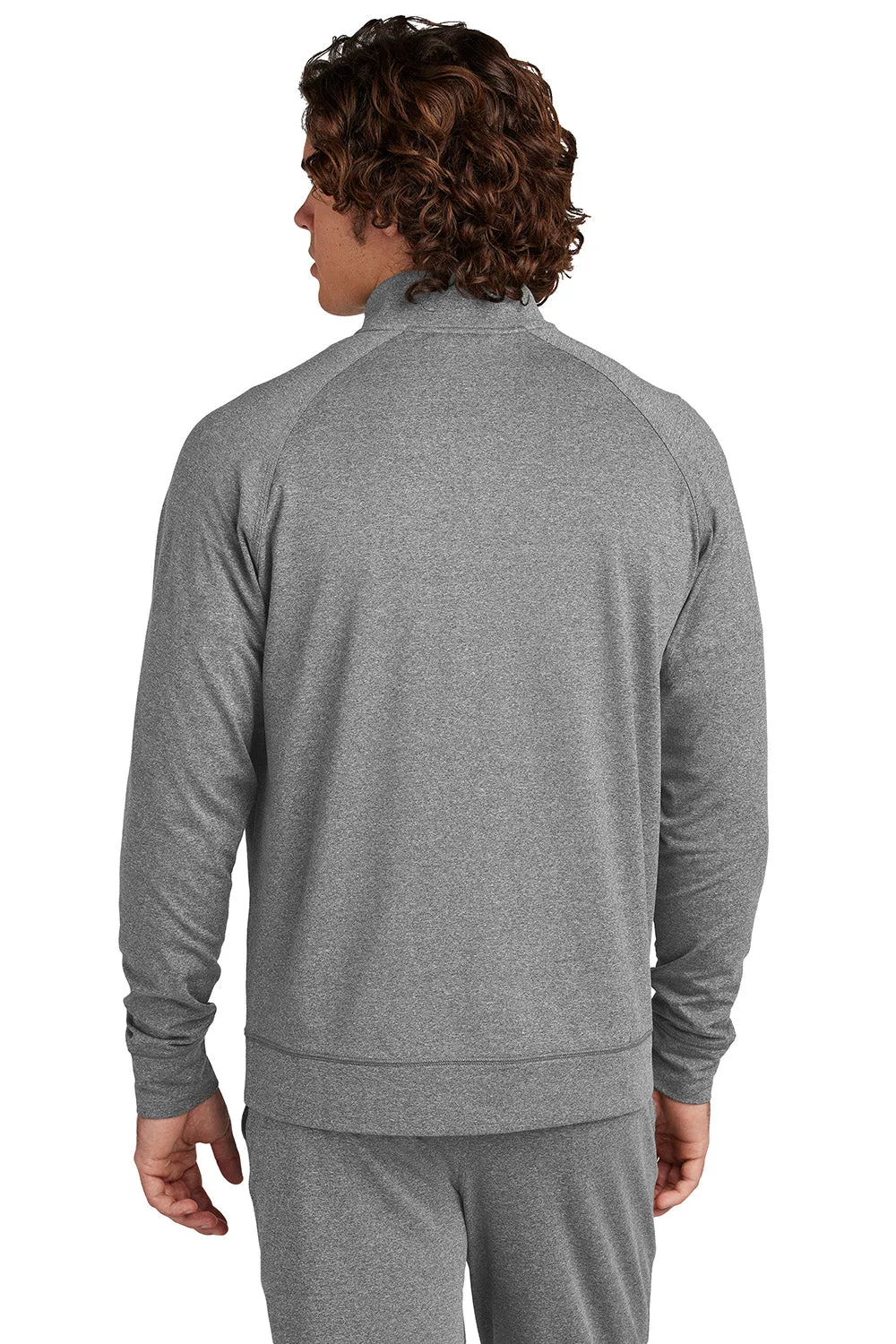 Sport-Tek Mens Sport-Wick Moisture Wicking Full Zip Cadet Jacket - Heather Charcoal Grey