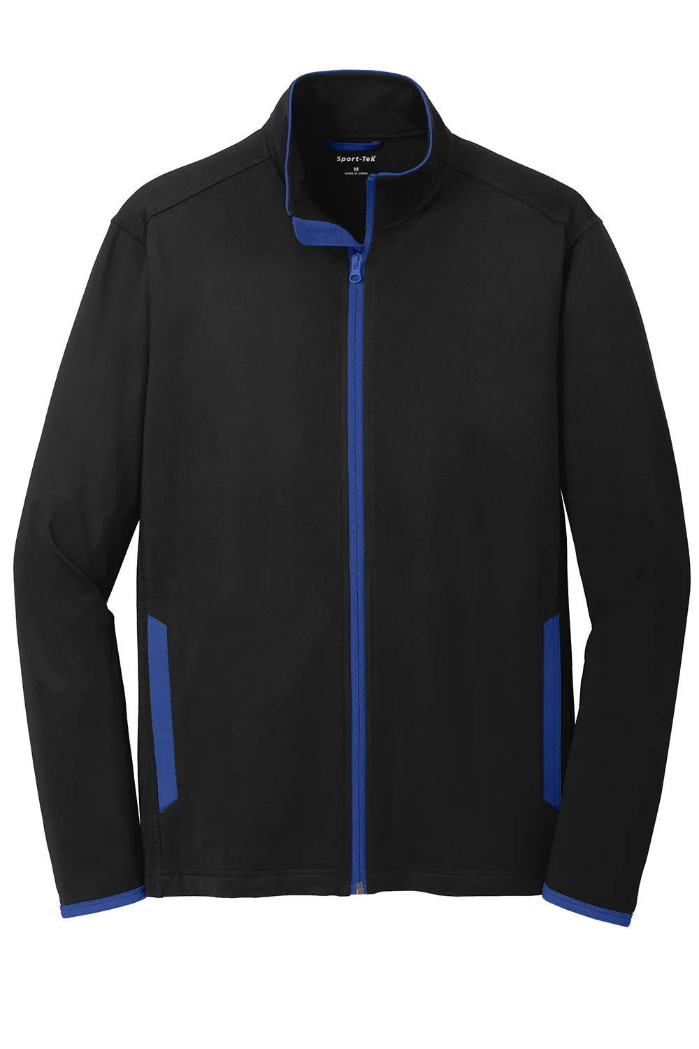 Sport-Tek Mens Sport-Wick Moisture Wicking Full Zip Jacket - Black/True Royal Blue