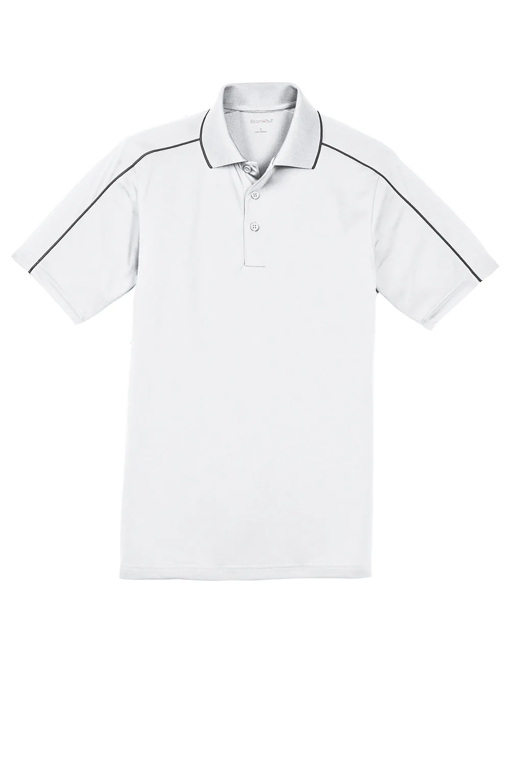 Sport-Tek Mens Sport-Wick Moisture Wicking Short Sleeve Polo Shirt - White/Iron Grey Clothing Sport-Tek