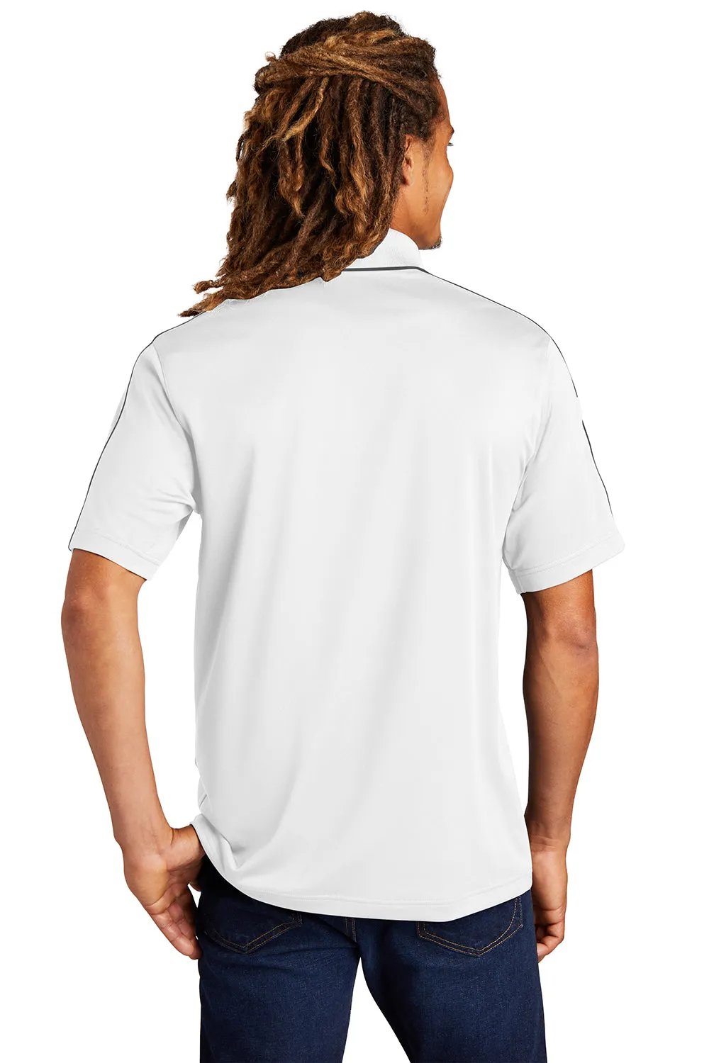 Sport-Tek Mens Sport-Wick Moisture Wicking Short Sleeve Polo Shirt - White/Iron Grey Clothing Sport-Tek