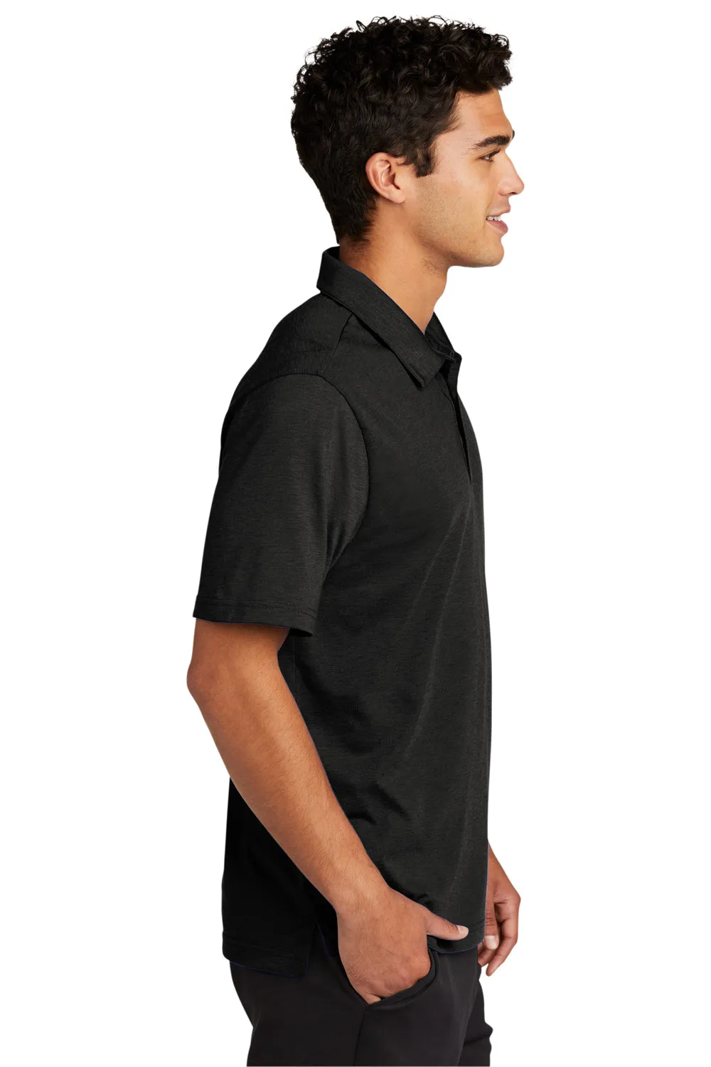 Sport-Tek Mens Strive Moisture Wicking Short Sleeve Polo Shirt - Black Clothing Sport-Tek