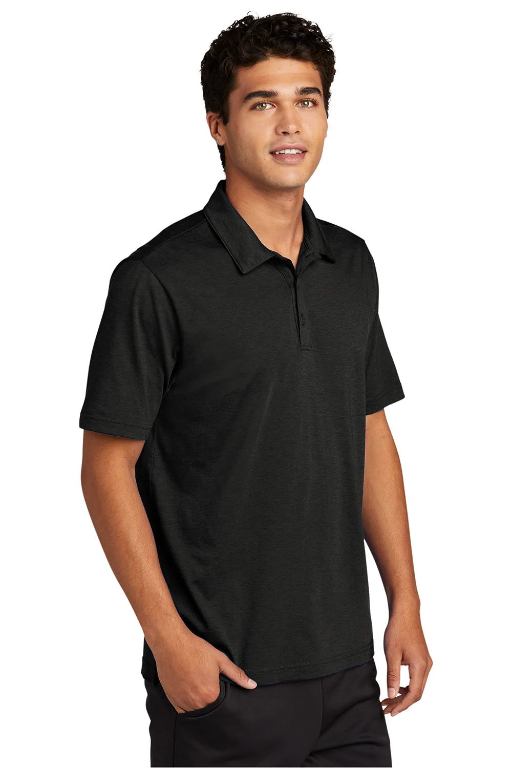 Sport-Tek Mens Strive Moisture Wicking Short Sleeve Polo Shirt - Black Clothing Sport-Tek