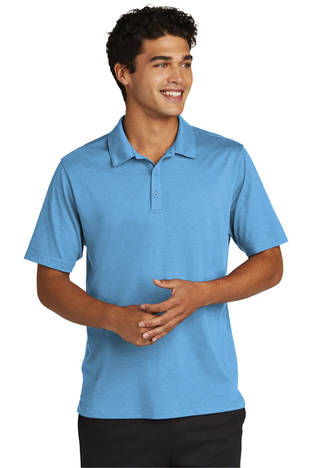 Sport-Tek Mens Strive Moisture Wicking Short Sleeve Polo Shirt - Carolina Blue Clothing Sport-Tek