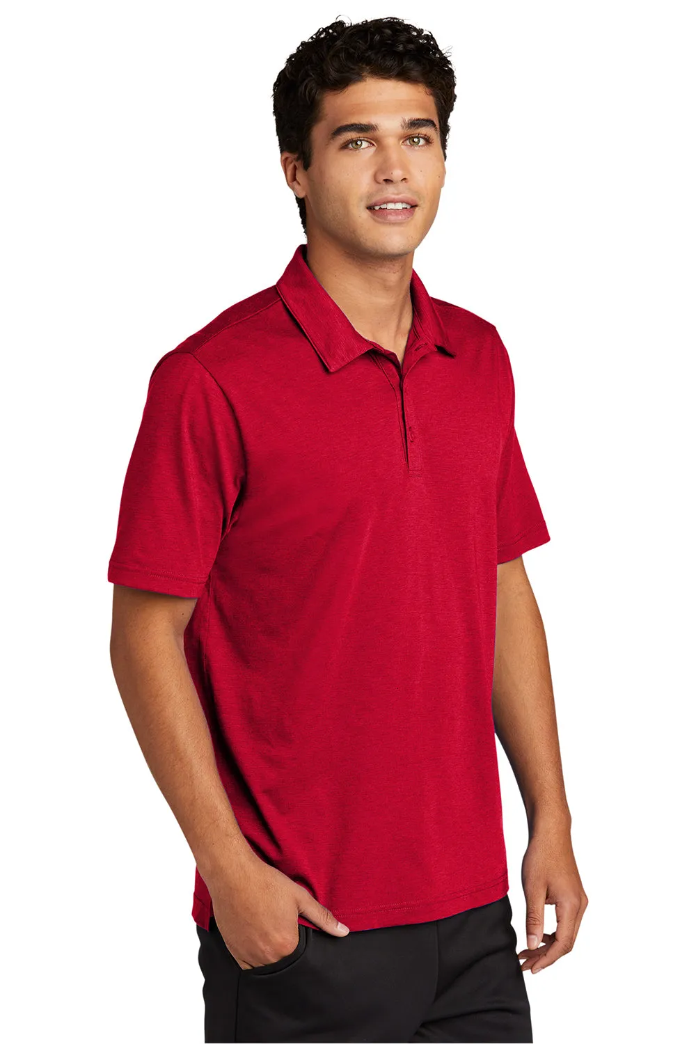 Sport-Tek Mens Strive Moisture Wicking Short Sleeve Polo Shirt - Deep Red Clothing Sport-Tek