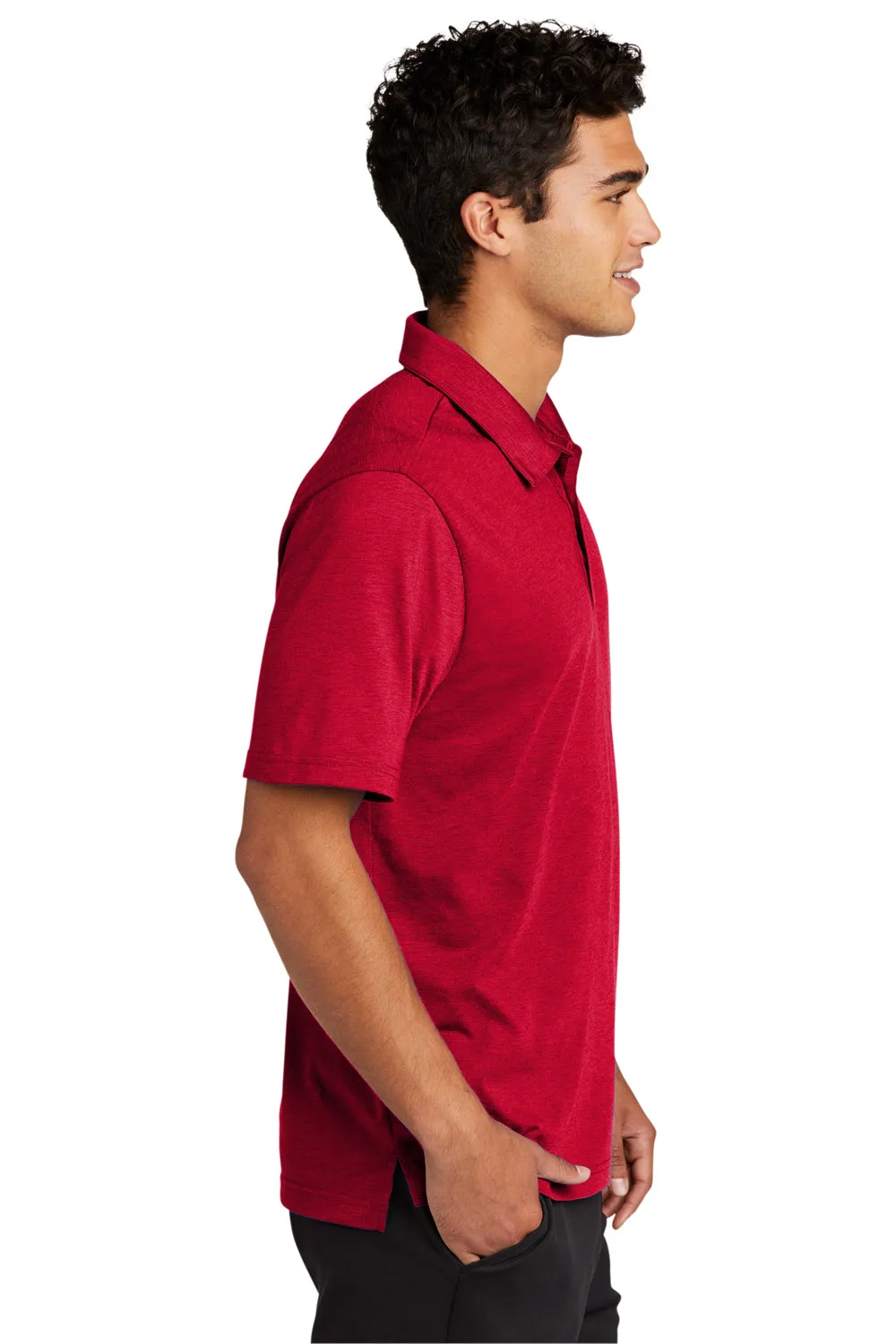 Sport-Tek Mens Strive Moisture Wicking Short Sleeve Polo Shirt - Deep Red Clothing Sport-Tek