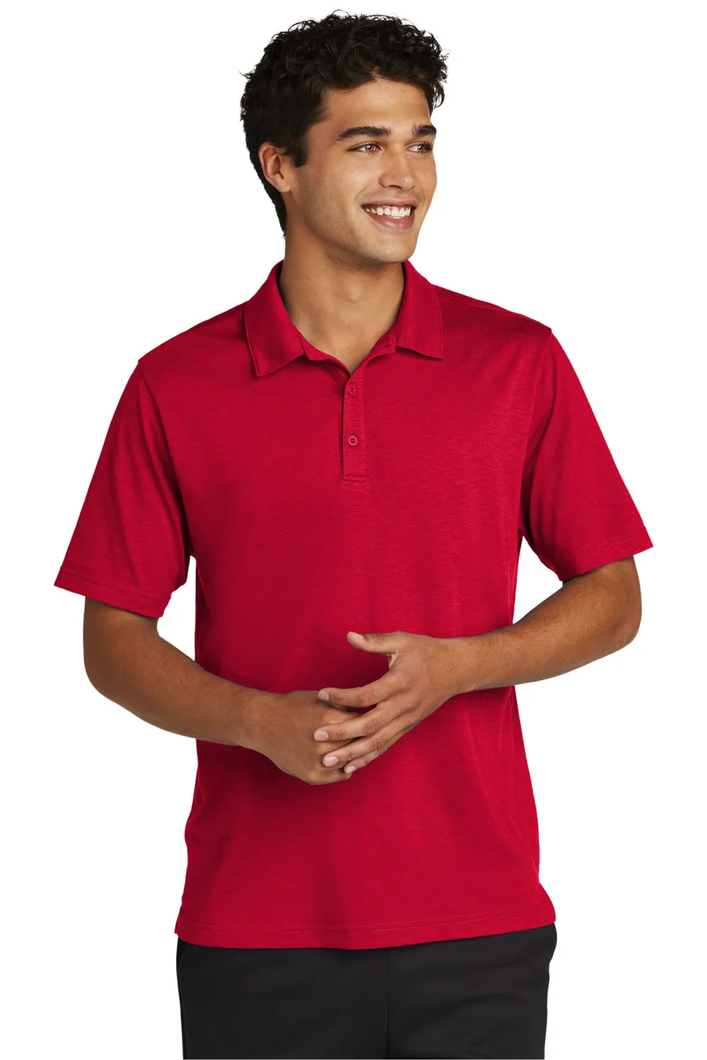 Sport-Tek Mens Strive Moisture Wicking Short Sleeve Polo Shirt - Deep Red Clothing Sport-Tek