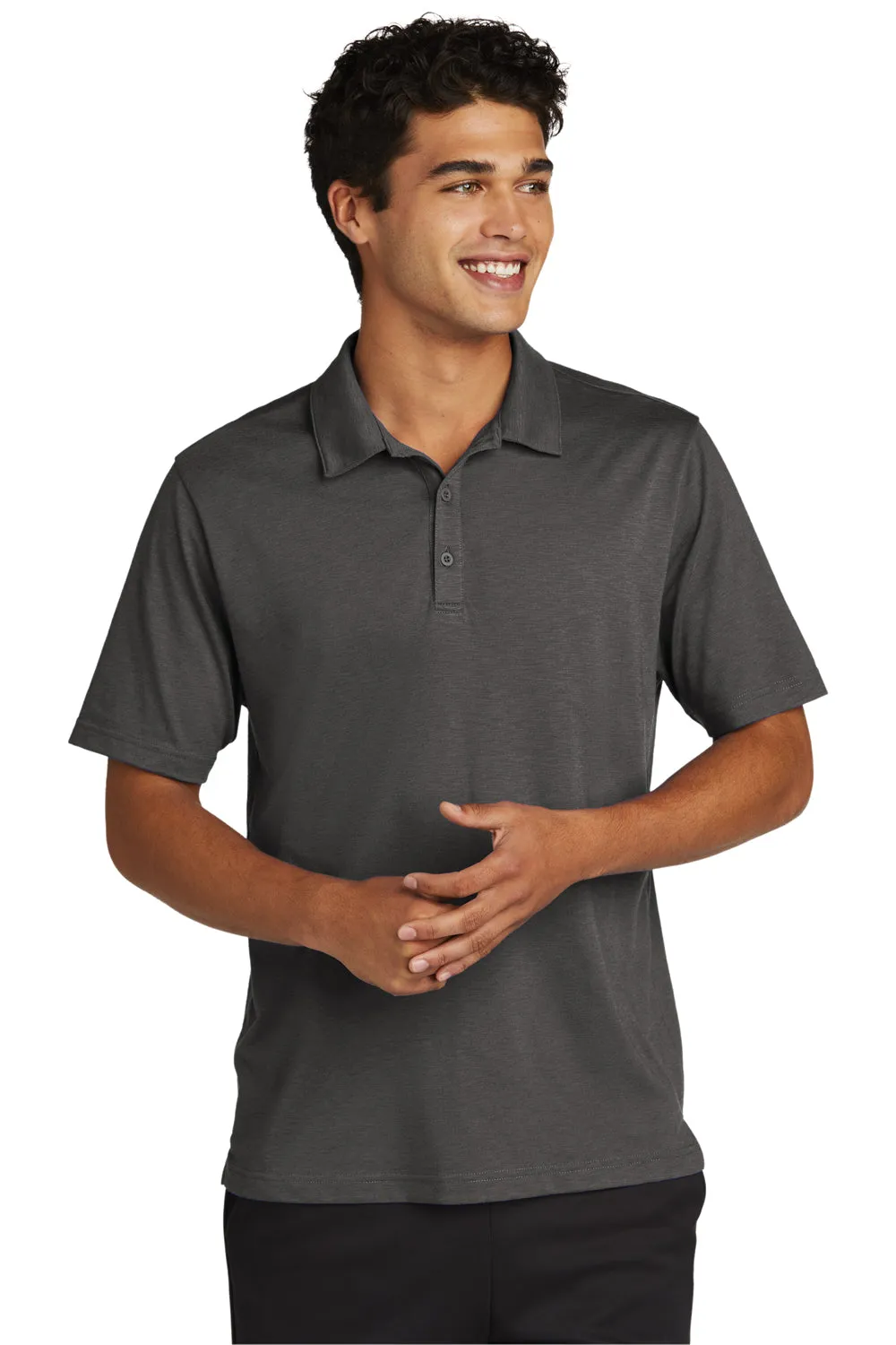 Sport-Tek Mens Strive Moisture Wicking Short Sleeve Polo Shirt - Graphite Grey Clothing Sport-Tek
