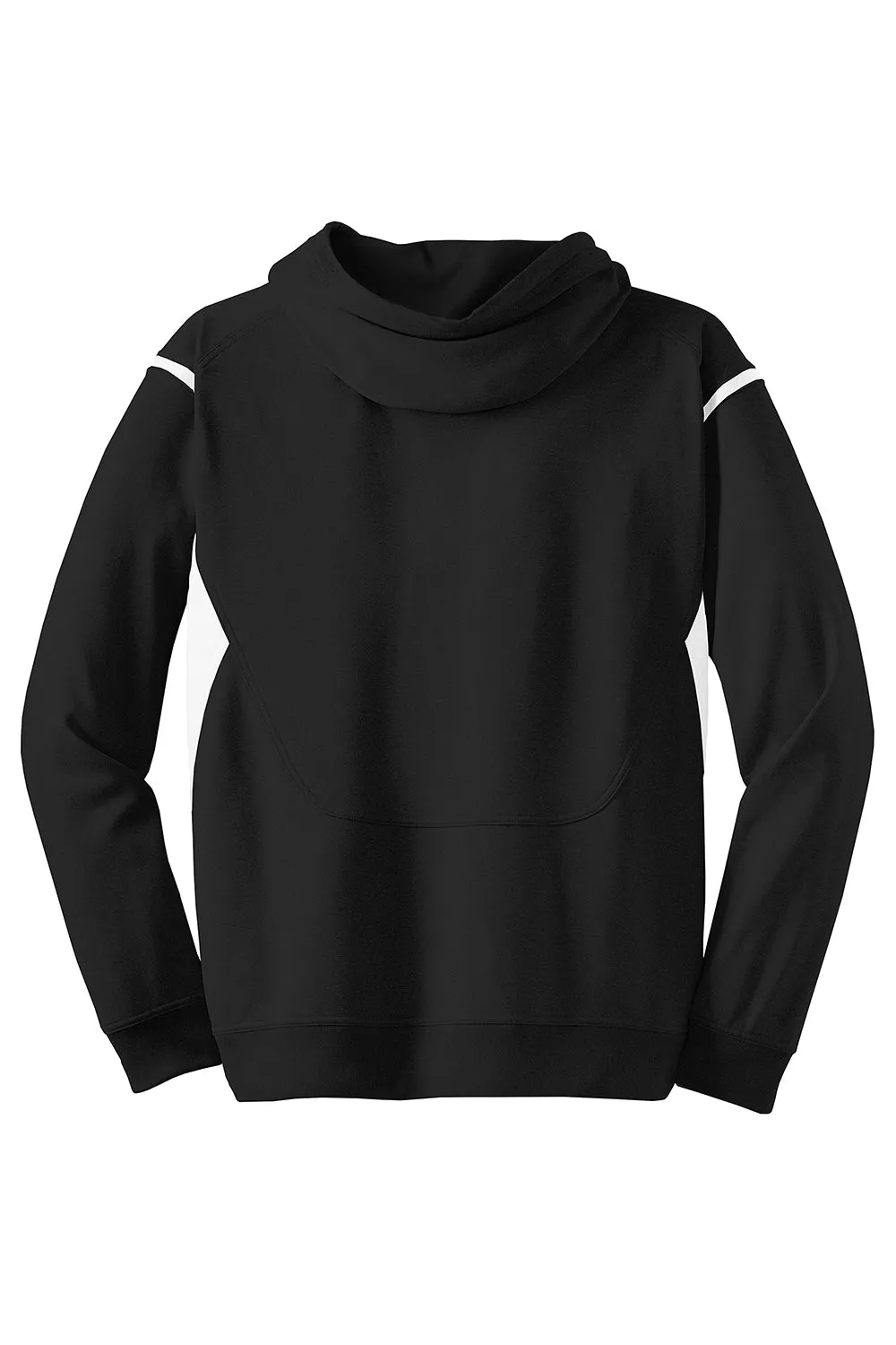 Sport-Tek Mens Tech Moisture Wicking Fleece Hooded Sweatshirt Hoodie w/ Pouch Pocket - Black/White Clothing Sport-Tek