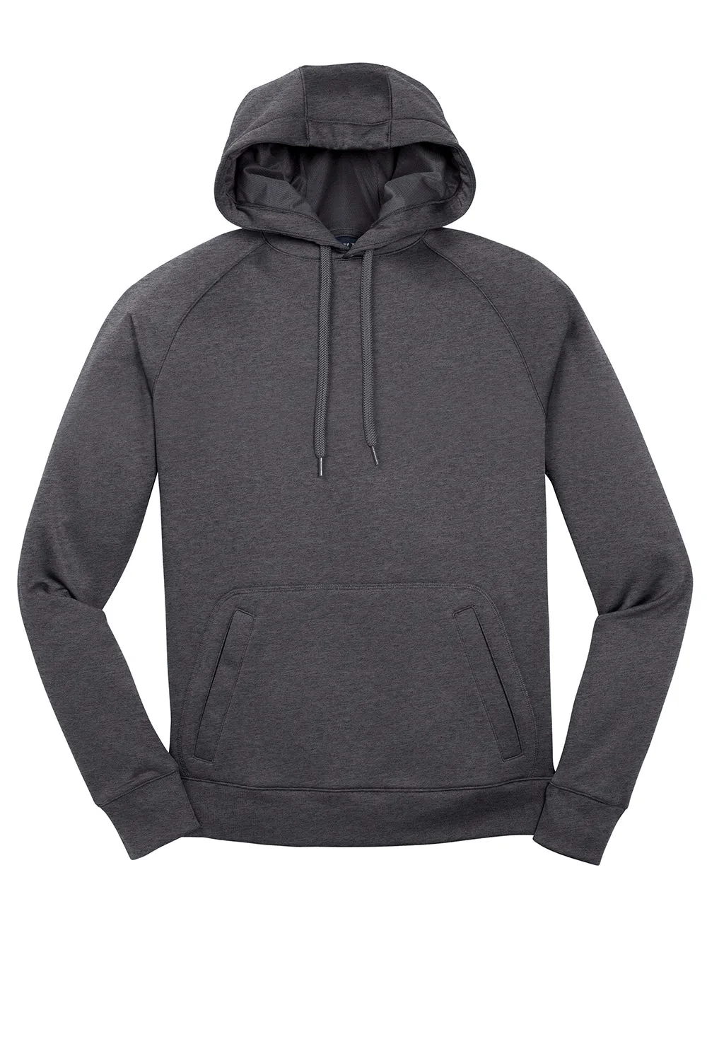 Sport-Tek Mens Tech Moisture Wicking Fleece Hooded Sweatshirt Hoodie w/ Pouch Pocket - Heather Graphite Grey Clothing Sport-Tek