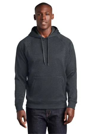 Sport-Tek Mens Tech Moisture Wicking Fleece Hooded Sweatshirt Hoodie w/ Pouch Pocket - Heather Graphite Grey Clothing Sport-Tek