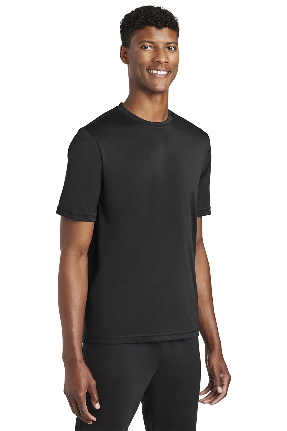 Sport-Tek Mens Tough Moisture Wicking Short Sleeve Crewneck T-Shirt - Black Clothing Sport-Tek