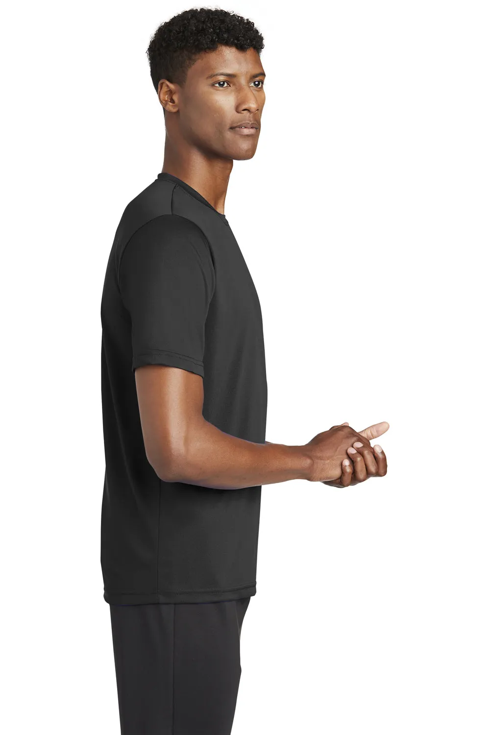 Sport-Tek Mens Tough Moisture Wicking Short Sleeve Crewneck T-Shirt - Black Clothing Sport-Tek