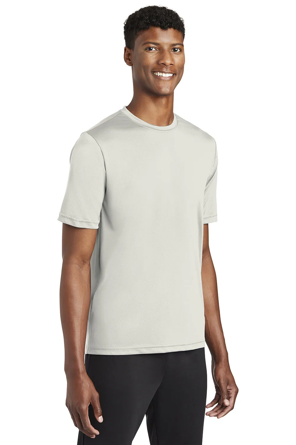 Sport-Tek Mens Tough Moisture Wicking Short Sleeve Crewneck T-Shirt - Silver Grey Clothing Sport-Tek