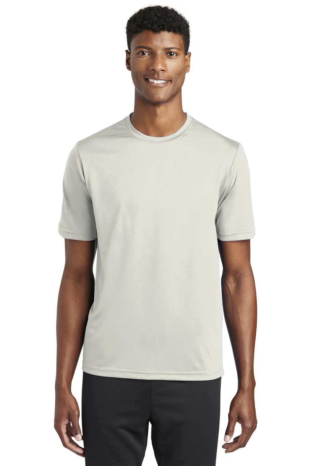 Sport-Tek Mens Tough Moisture Wicking Short Sleeve Crewneck T-Shirt - Silver Grey Clothing Sport-Tek