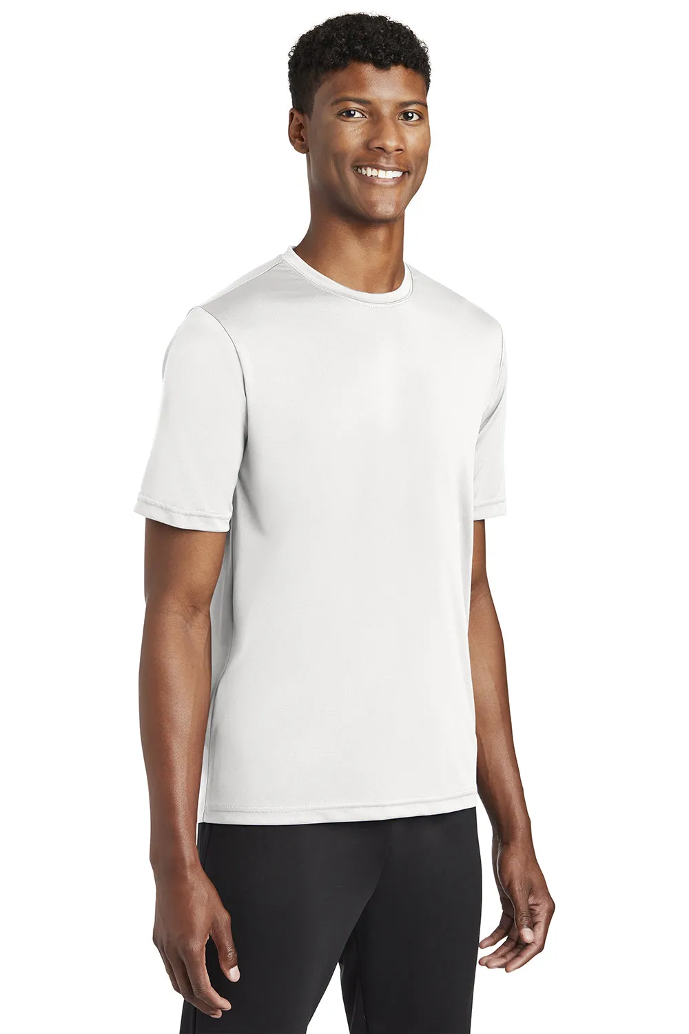 Sport-Tek Mens Tough Moisture Wicking Short Sleeve Crewneck T-Shirt - White Clothing Sport-Tek