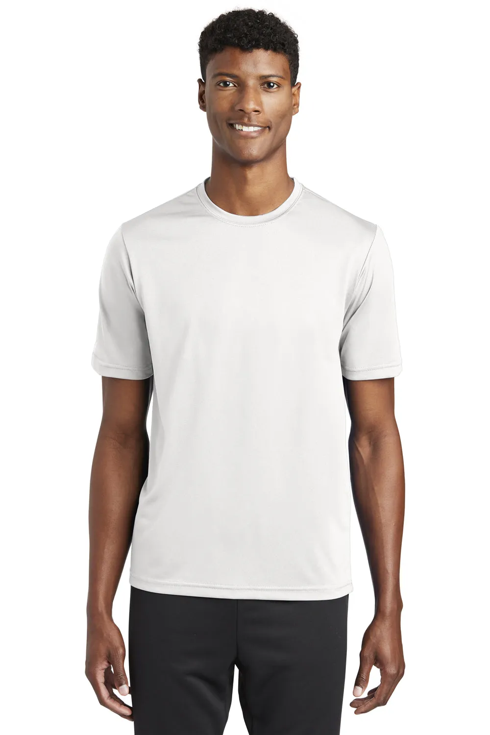 Sport-Tek Mens Tough Moisture Wicking Short Sleeve Crewneck T-Shirt - White Clothing Sport-Tek