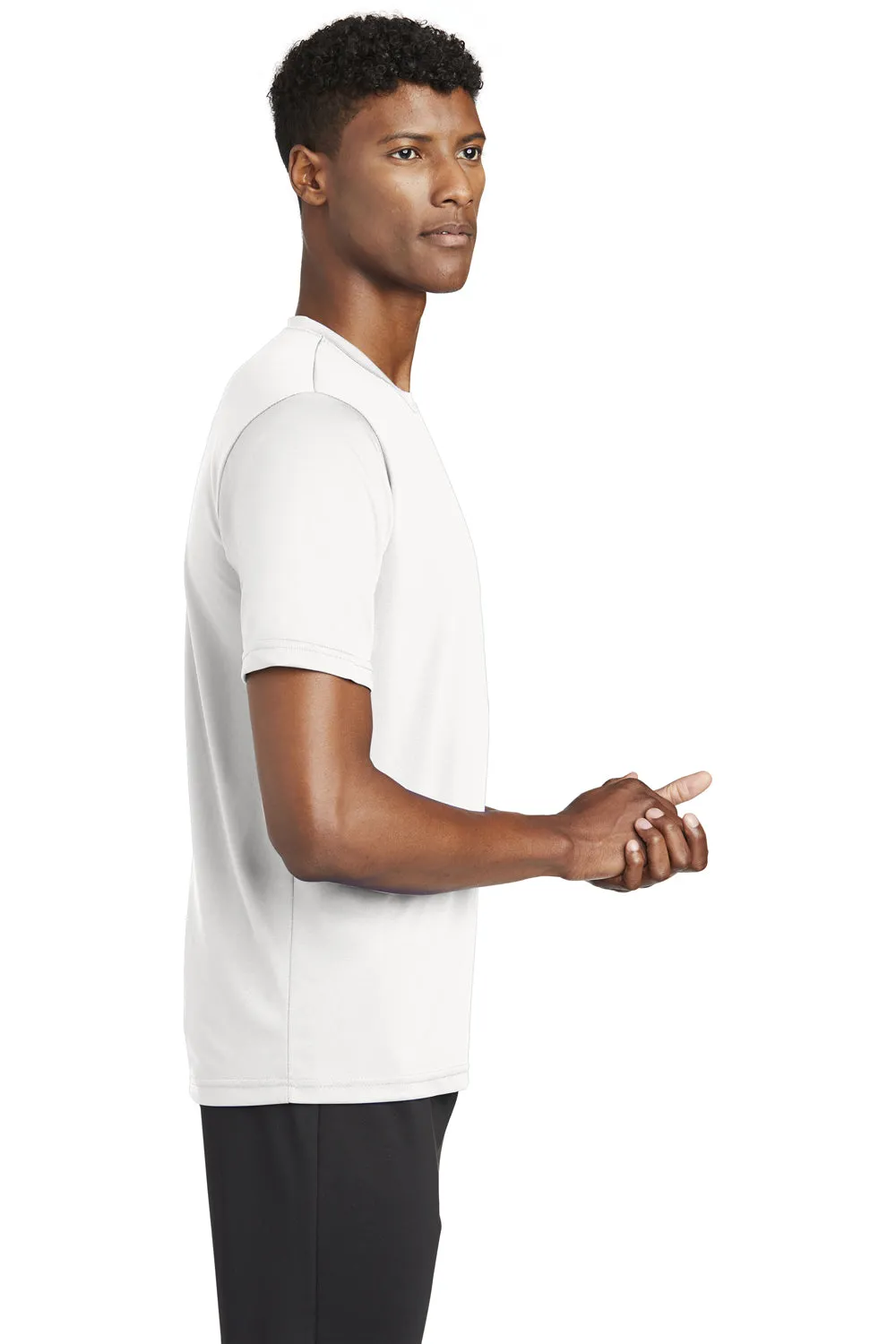 Sport-Tek Mens Tough Moisture Wicking Short Sleeve Crewneck T-Shirt - White Clothing Sport-Tek