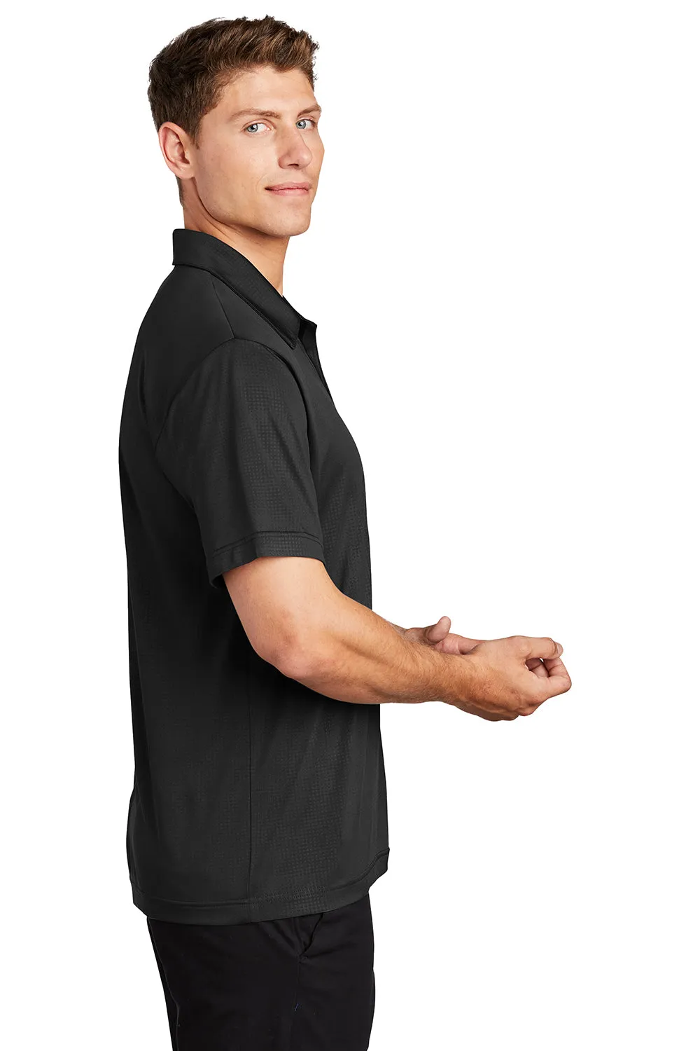 Sport-Tek Mens Tough Moisture Wicking Short Sleeve Polo Shirt - Black Clothing Sport-Tek