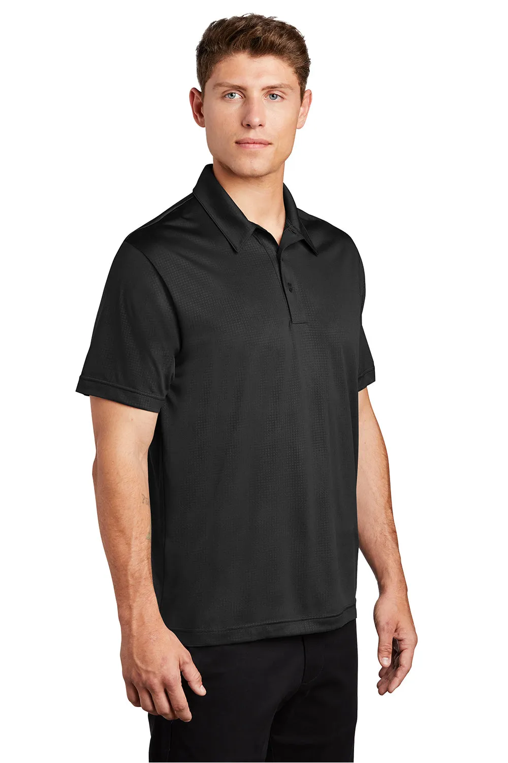 Sport-Tek Mens Tough Moisture Wicking Short Sleeve Polo Shirt - Black Clothing Sport-Tek