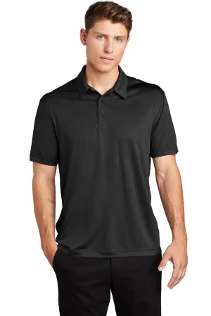 Sport-Tek Mens Tough Moisture Wicking Short Sleeve Polo Shirt - Black Clothing Sport-Tek