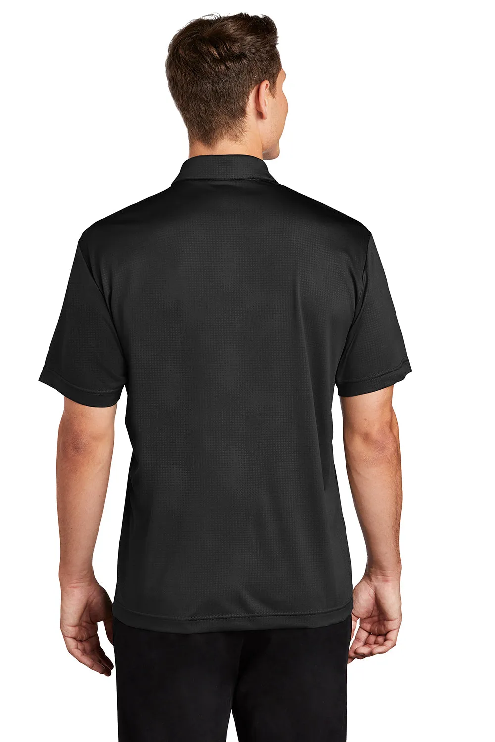 Sport-Tek Mens Tough Moisture Wicking Short Sleeve Polo Shirt - Black Clothing Sport-Tek