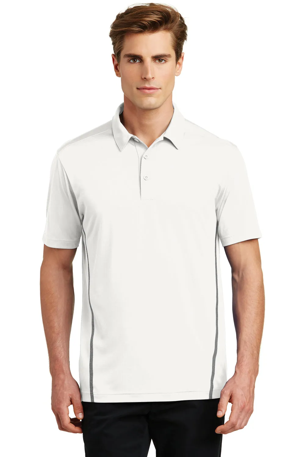 Sport-Tek Mens Tough Moisture Wicking Short Sleeve Polo Shirt - White/Heather Grey - Closeout Clothing Sport-Tek